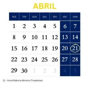 Calendário - Abtil -24 - Feriados