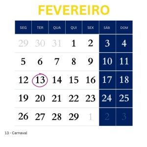 Calendário - Fevereiro-24 - Feriados