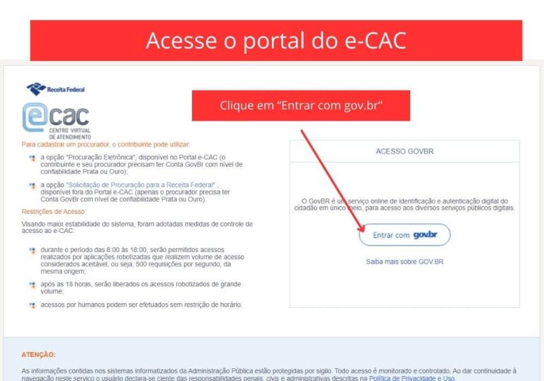 Passo 1 - Cadastro de Procuração Digital no e-CAC - Tela inicial