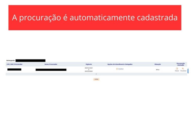 Passo 13 - Cadastro de Procuração Digital no e-CAC - Consulta das procurações outorgadas