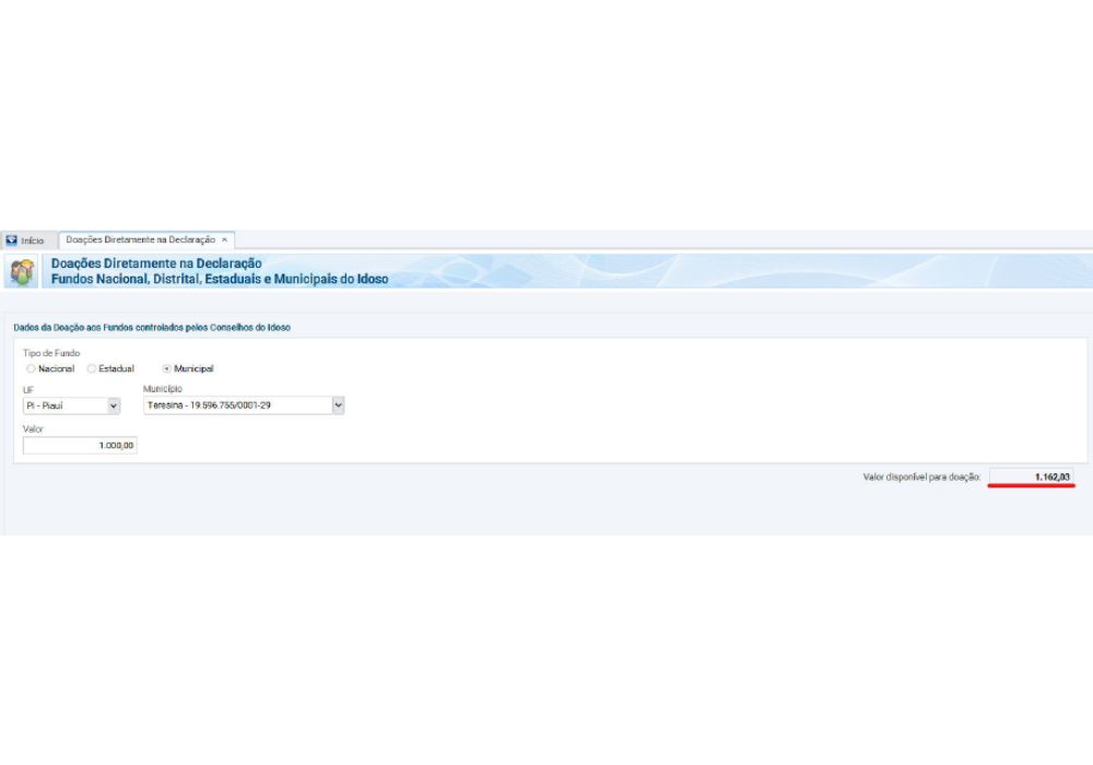 Doação IRPF - Direto na DIRPF - Passo 3