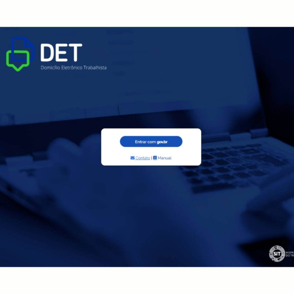 Tela de acesso - DET - Domicílio Eletrônico Trabalhista